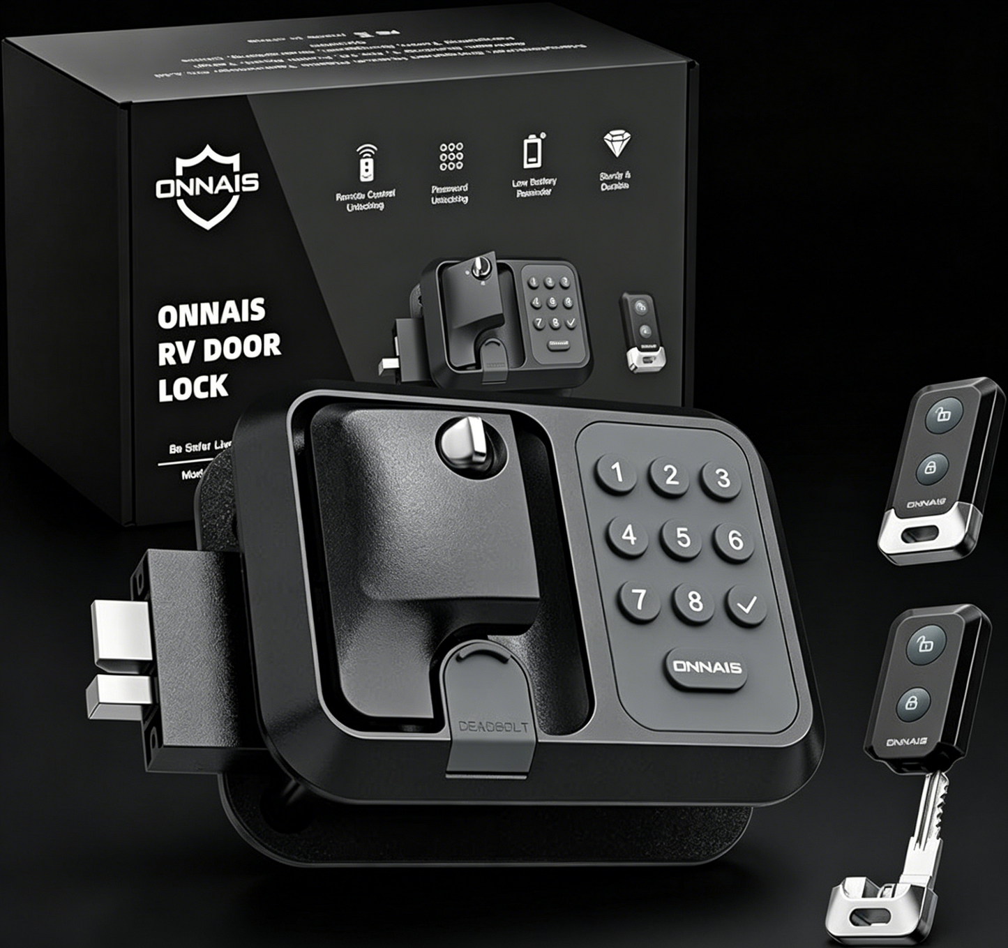 ONNAIS Full Metal RV Keyless Entry Door Lock with Password & Remote, Fits Most Trailers and 5th Wheels, Ideal Gifts for RV Owners