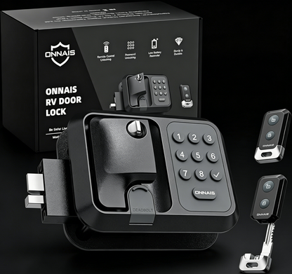 ONNAIS Full Metal RV Keyless Entry Door Lock with Password & Remote, Fits Most Trailers and 5th Wheels, Ideal Gifts for RV Owners
