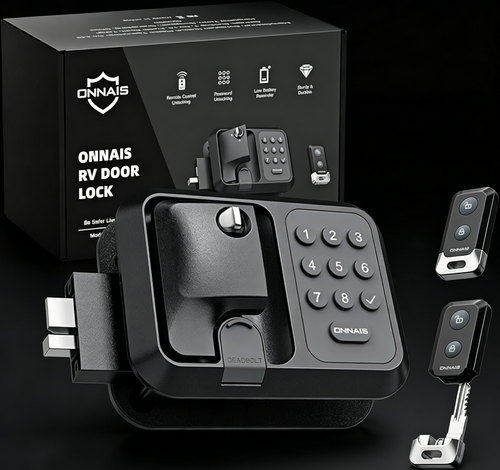 ONNAIS Full Metal RV Keyless Entry Door Lock with Password & Remote, Fits Most Trailers and 5th Wheels, Ideal Gifts for RV Owners