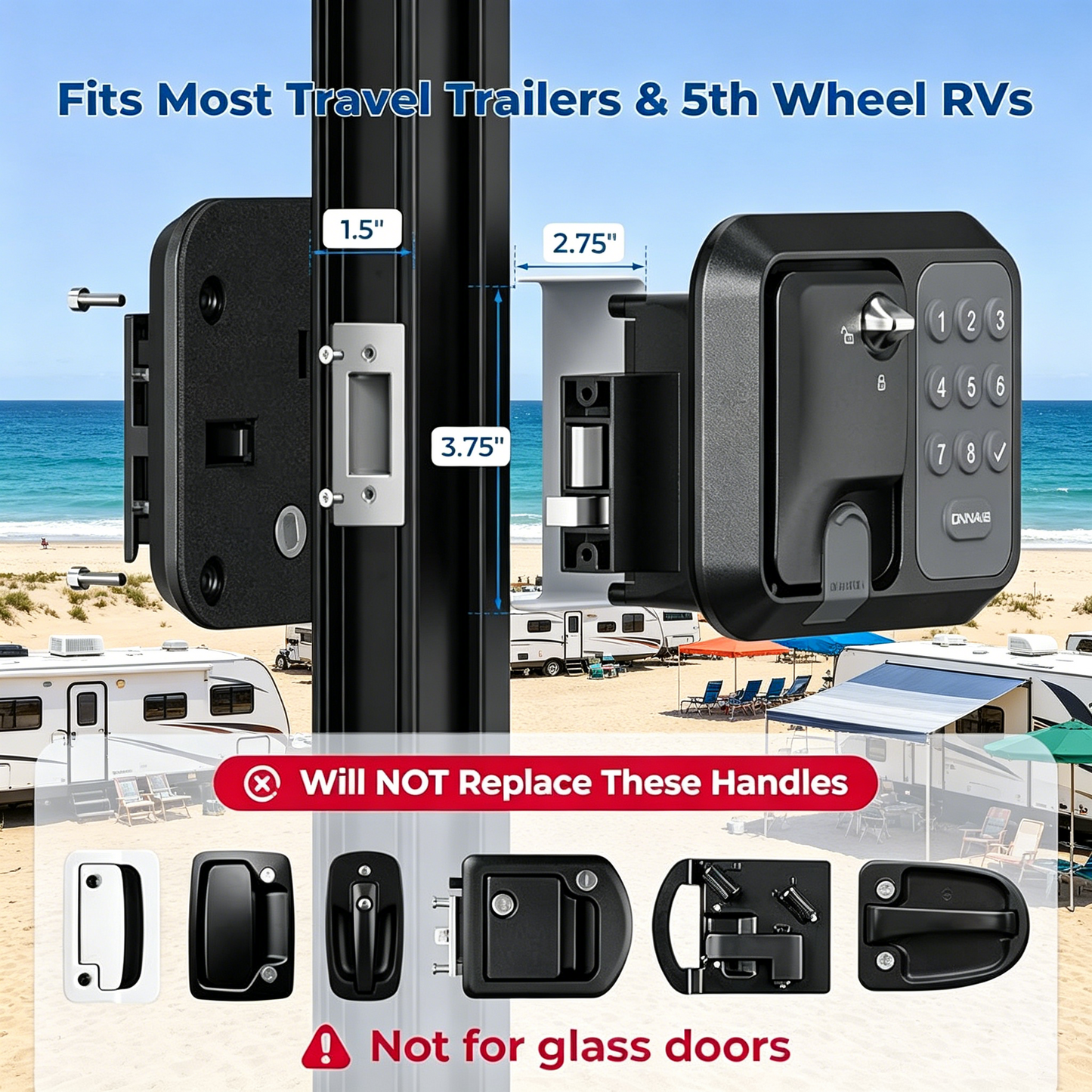 ONNAIS Full Metal RV Keyless Entry Door Lock with Password & Remote, Fits Most Trailers and 5th Wheels, Ideal Gifts for RV Owners